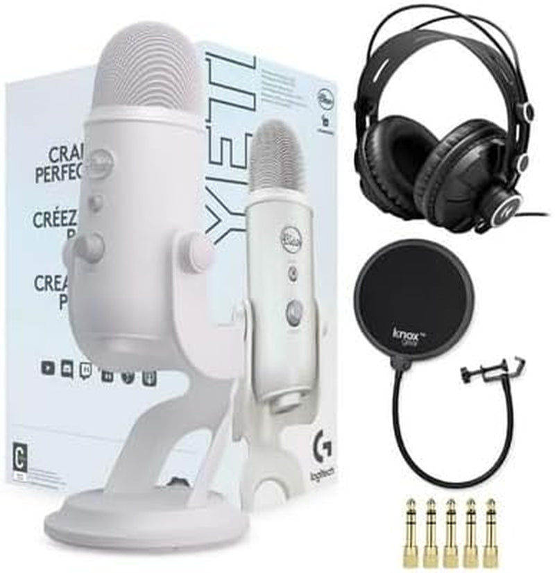 Yeti USB Microphone (Blackout) Bundle with Knox Gear Headphones and Pop Filter (3 Items)