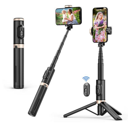 Portable Selfie Stick Tripod, Mini Phone Tripod with Remote Bluetooth, Telescopic Phone Tripod, Upgraded Iphone Tripod Stand & Travel Tripod, Solidest Cell Phone Tripod Portable Recording Cellphone Smartphone Incandescent Christmas Lights Orange Candle