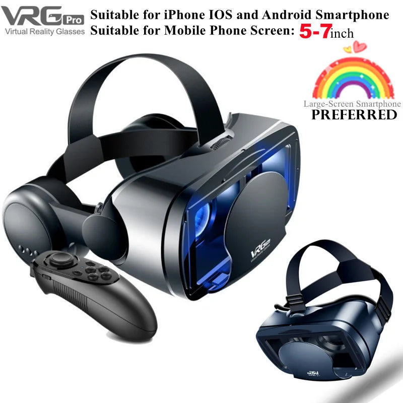 Virtual Reality VR Glasses IMAX Huge Screen HD 3D Glasses Google Cardboard Box VR Headset Helmet for 5-7" Phone,Support Gamepad