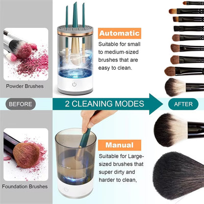 USB Plug Electric Makeup Brush Cleaner Makeup Brush Cleaning Machine Automatic Cosmetic Brush Dryer and Cleaner with Cleaner Mat