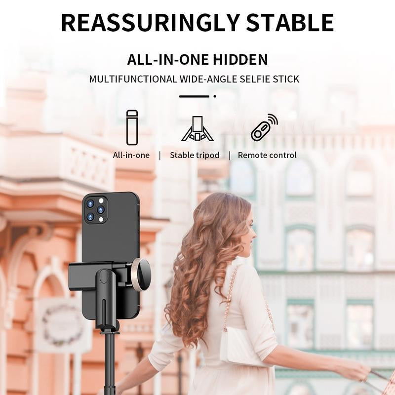 Portable Selfie Stick Tripod, Mini Phone Tripod with Remote Bluetooth, Telescopic Phone Tripod, Upgraded Iphone Tripod Stand & Travel Tripod, Solidest Cell Phone Tripod Portable Recording Cellphone Smartphone Incandescent Christmas Lights Orange Candle